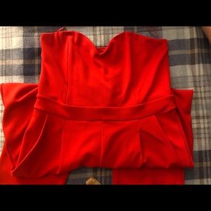 Express red strapless jumpsuit